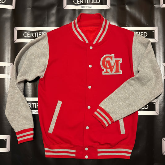 CMALE > TEAM CERTIFIED: MEN & BOYS OFFICIAL FASHION VARSITY JACKET; SLIM FIT; 100% FLEECE; ORIGINAL DESIGN; LETTERMAN; FRONT & BACK APPLIQUE/ EMBROIDERY PRINT.