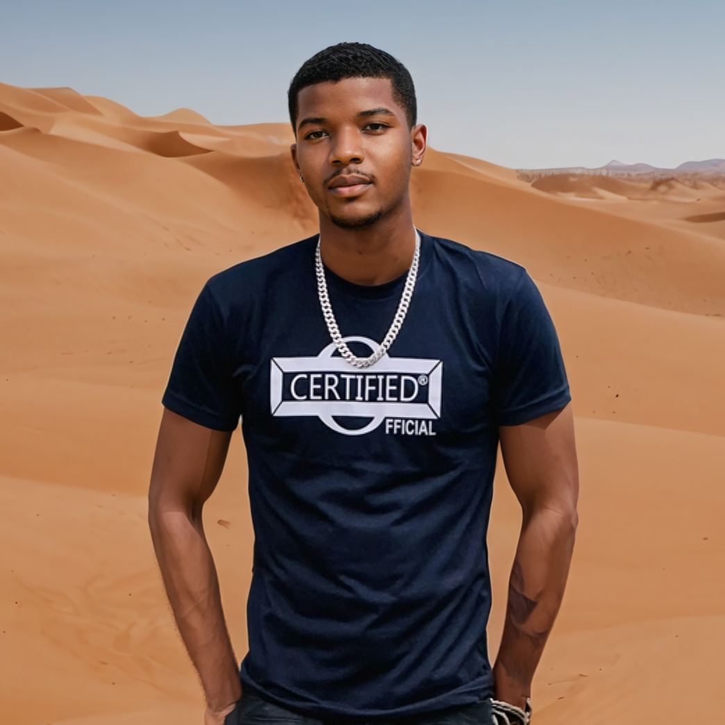 UNISEX > CHAPTAH TEW: OFFICIAL FASHION UNISEX SLIM FIT CREW NECK SHIRT; 2ND EDITION; ORIGINAL; SHORT SLEEVE; VINYL PRINT.