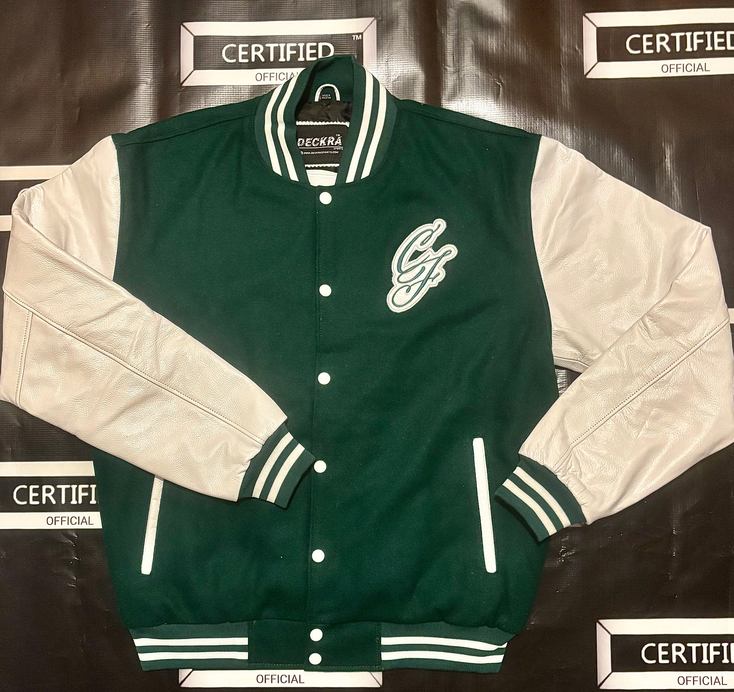 CFEMALE > TEAM CERTIFIED VARSITY JACKET: WOMEN/ GIRLS FASHION GENUINE LEATHER/ WOOL VARSITY JACKET; ORIGINAL DESIGN; APPLIQUE/ EMBROIDERY PRINT.