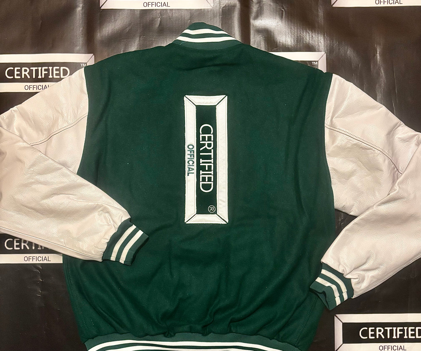 CFEMALE > TEAM CERTIFIED VARSITY JACKET: WOMEN/ GIRLS FASHION GENUINE LEATHER/ WOOL VARSITY JACKET; ORIGINAL DESIGN; APPLIQUE/ EMBROIDERY PRINT.