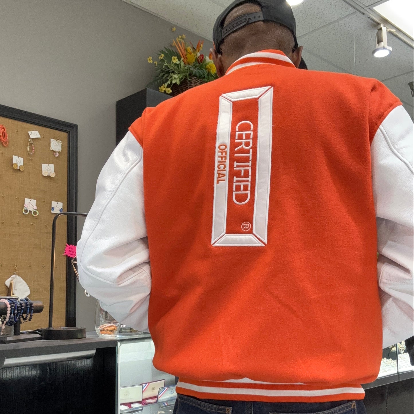 CMALE > TEAM CERTIFIED VARSITY JACKET: OFFICIAL MEN/ BOYS GENUINE LEATHER/ WOOL VARSITY JACKET; ORIGINAL DESIGN; APPLIQUE/EMBROIDERY PRINTS.