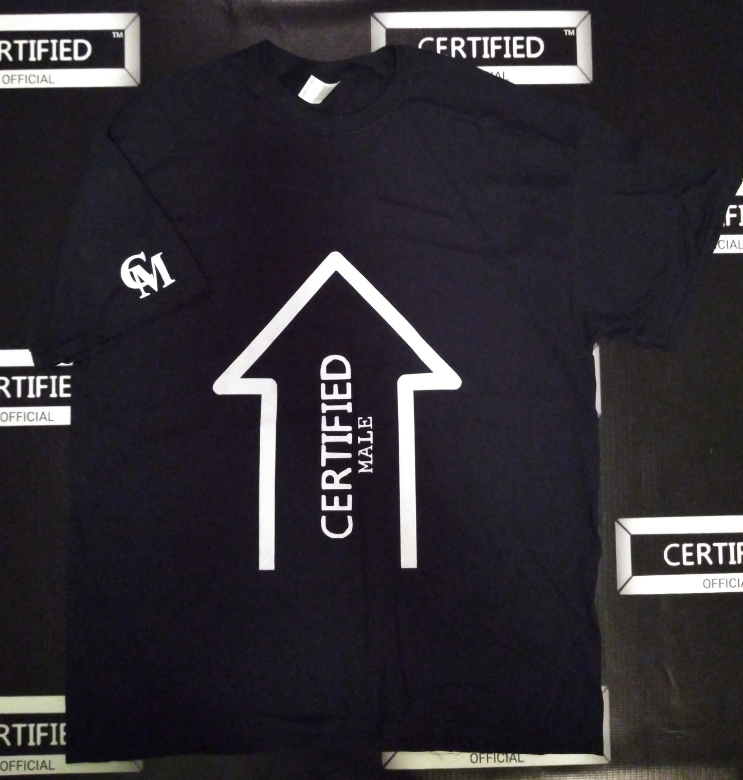 CMALE > THE H.M.I.C: MEN'S FASHION SLIM FIT CREW NECK SHIRT; SHORT SLEEVE; ORIGINAL DESIGN; VINYL PRINT.