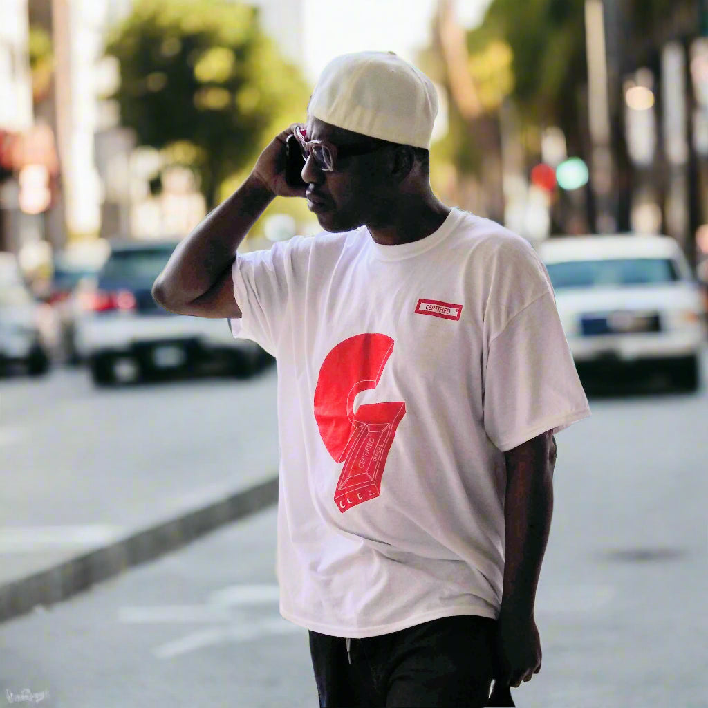 CMALE: G THANG (REMIX) > TY G. EDITION (2020); MEN'S FASHION SLIM FIT CREWNECK SHIRT; SHORT-SLEEVE; SCREEN PRINT.