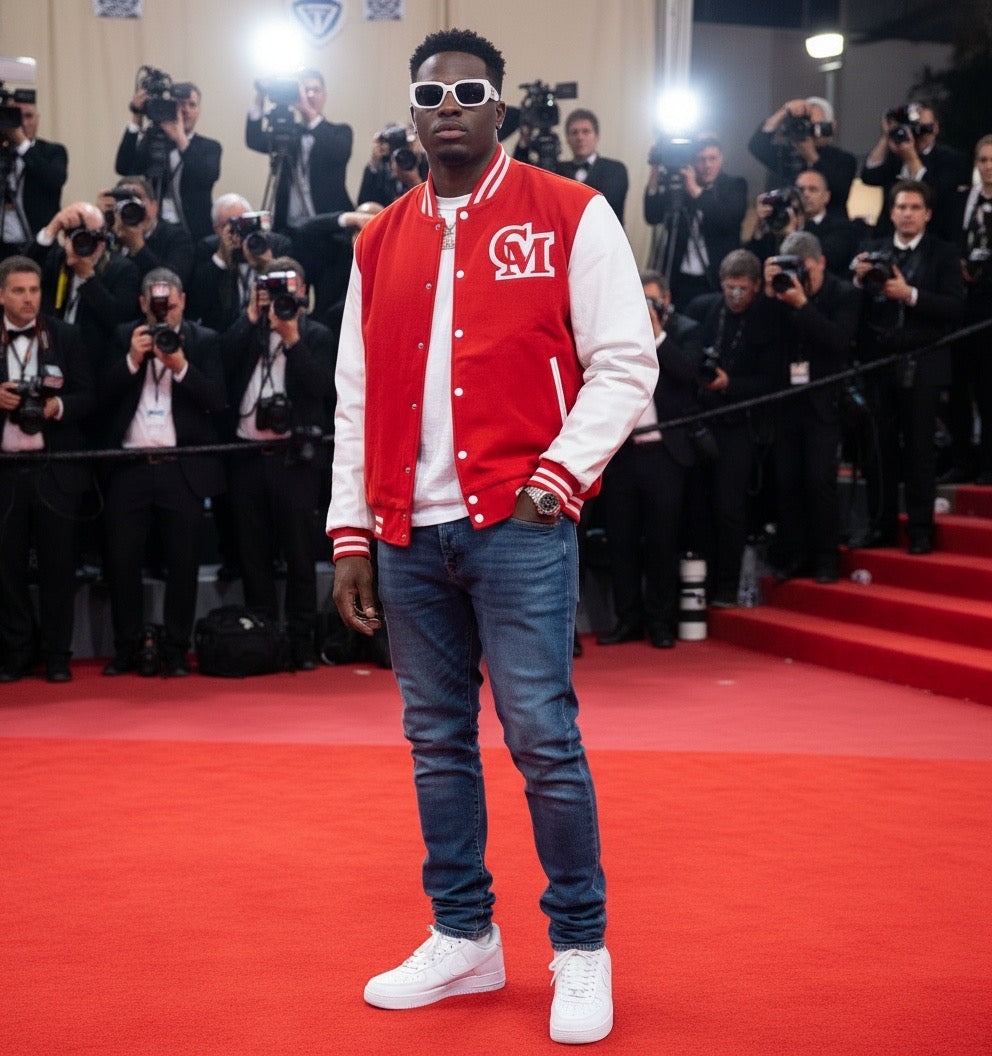 CMALE > TEAM CERTIFIED VARSITY JACKET: OFFICIAL MEN/ BOYS GENUINE LEATHER/ WOOL VARSITY JACKET; ORIGINAL DESIGN; APPLIQUE/EMBROIDERY PRINTS.