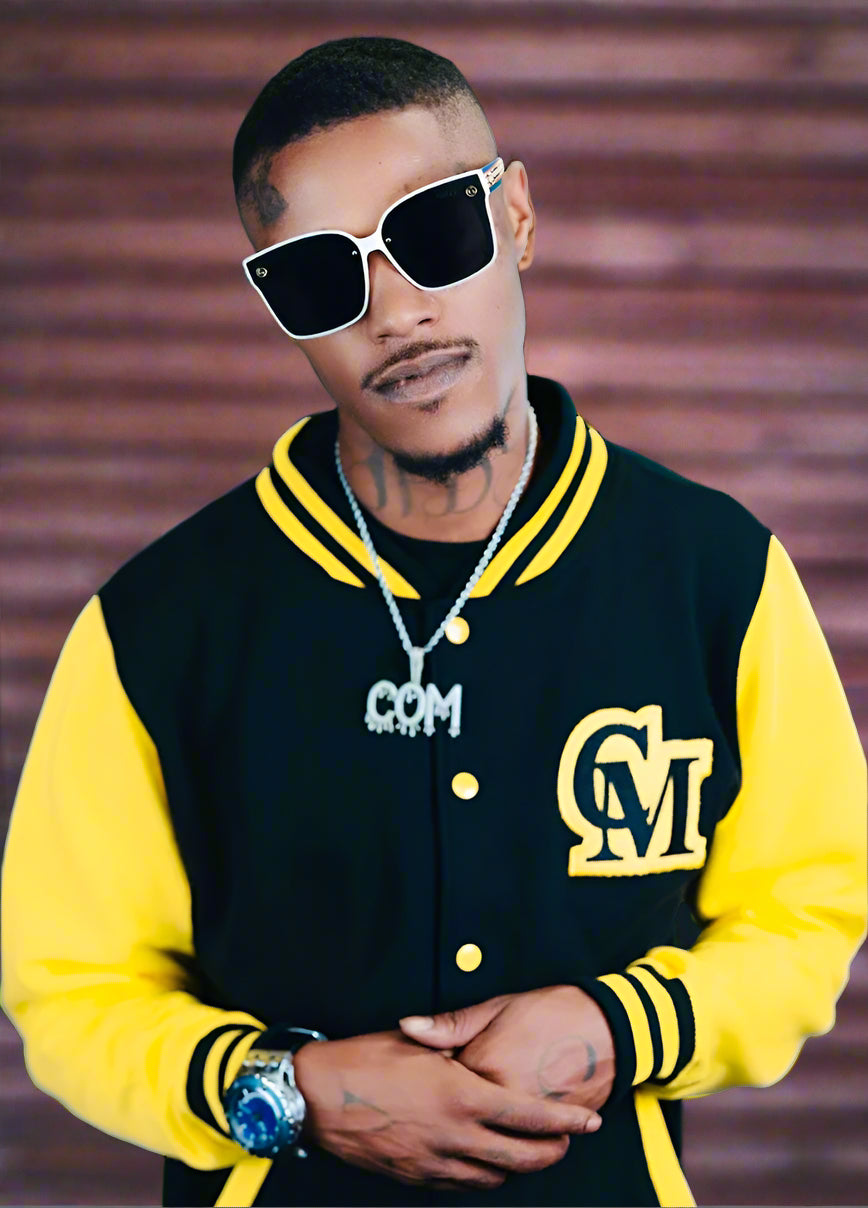 CMALE > TEAM CERTIFIED: MEN & BOYS OFFICIAL FASHION VARSITY JACKET; SLIM FIT; 100% FLEECE; ORIGINAL DESIGN; LETTERMAN; FRONT & BACK APPLIQUE/ EMBROIDERY PRINT.