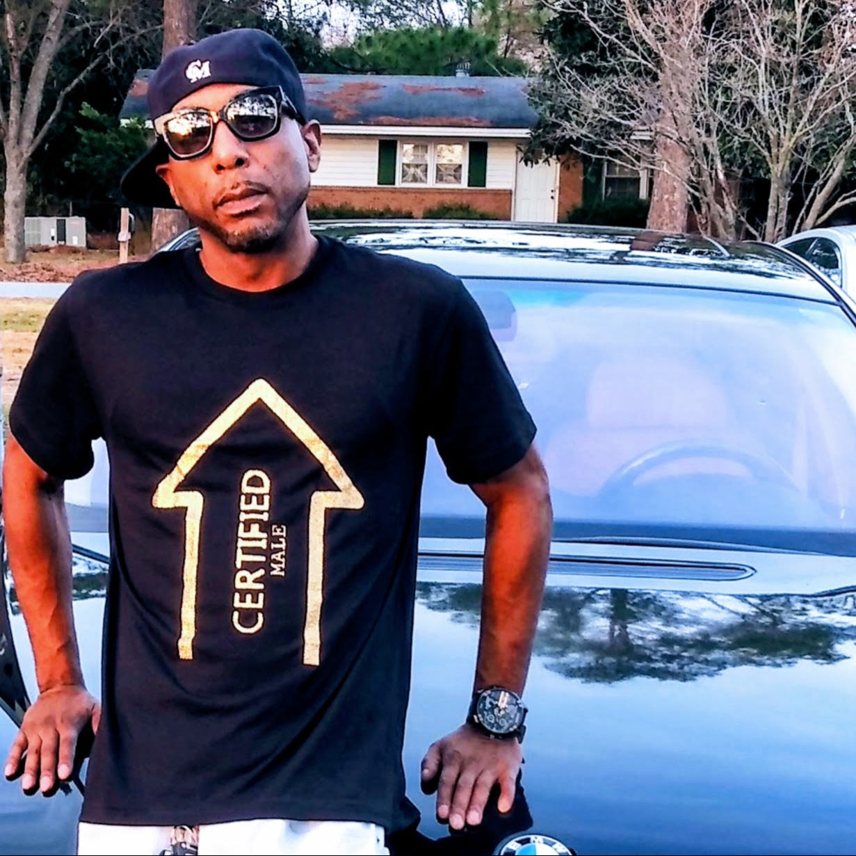 CMALE > THE H.M.I.C: MEN'S FASHION SLIM FIT CREW NECK SHIRT; SHORT SLEEVE; ORIGINAL DESIGN; VINYL PRINT.