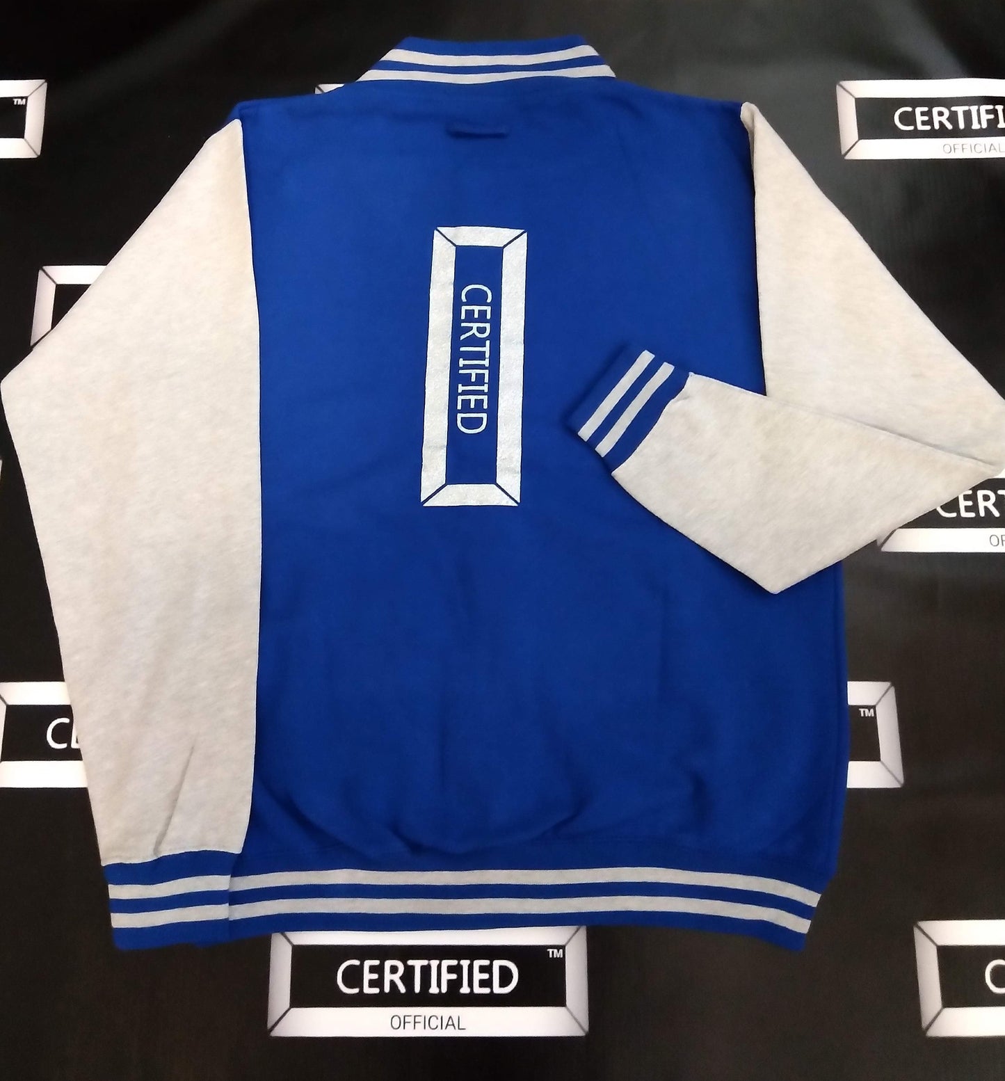 CERTIFIED OFFICIAL [FEMALE] TEAM LETTERMAN JACKET; 100% FLEECE. FRONT/BACK DESIGN.