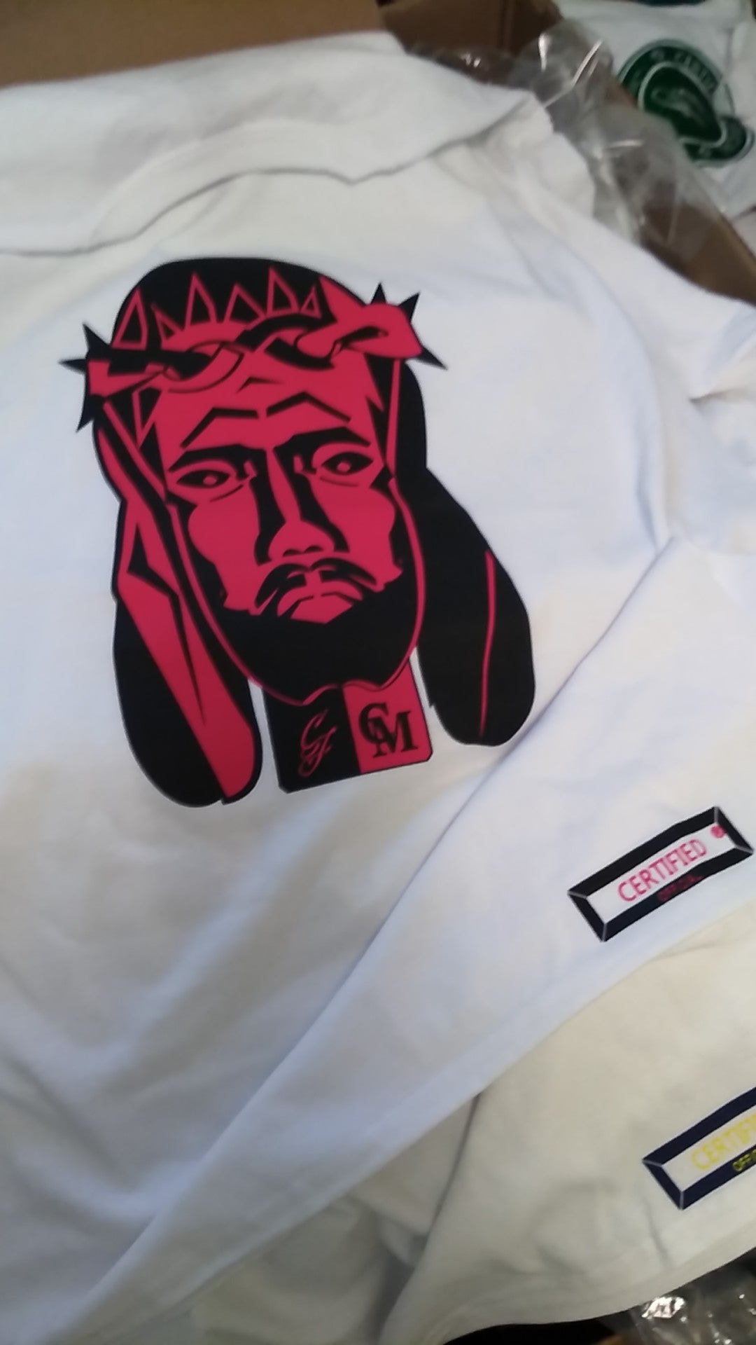 UNISEX > JESUS PEACE: FASHION SLIM FIT CREW NECK SHIRT; ORIGINAL DESIGN; SHORT SLEEVE; SCREEN PRINT.