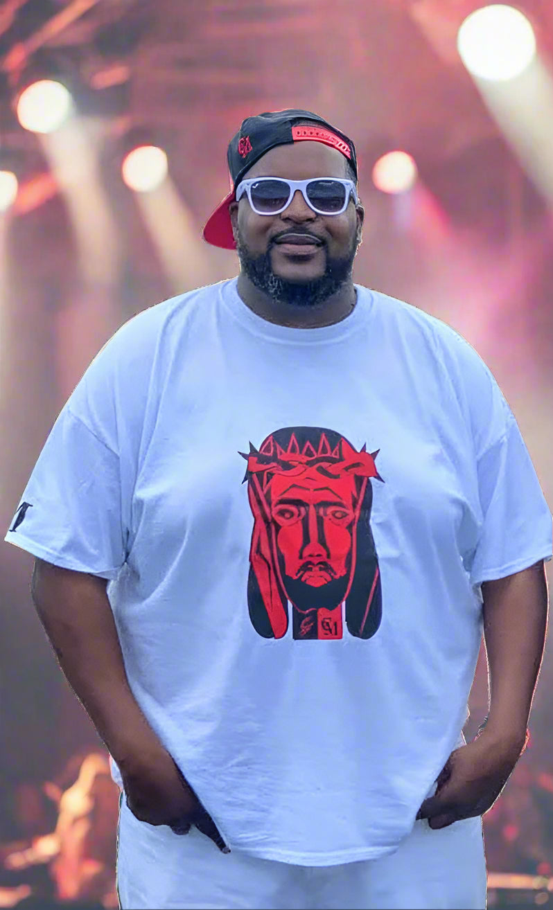 UNISEX > JESUS PEACE: FASHION SLIM FIT CREW NECK SHIRT; ORIGINAL DESIGN; SHORT SLEEVE; SCREEN PRINT.